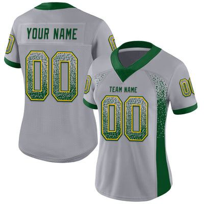 Custom Gray Green-Gold Drift Fashion Football Jersey