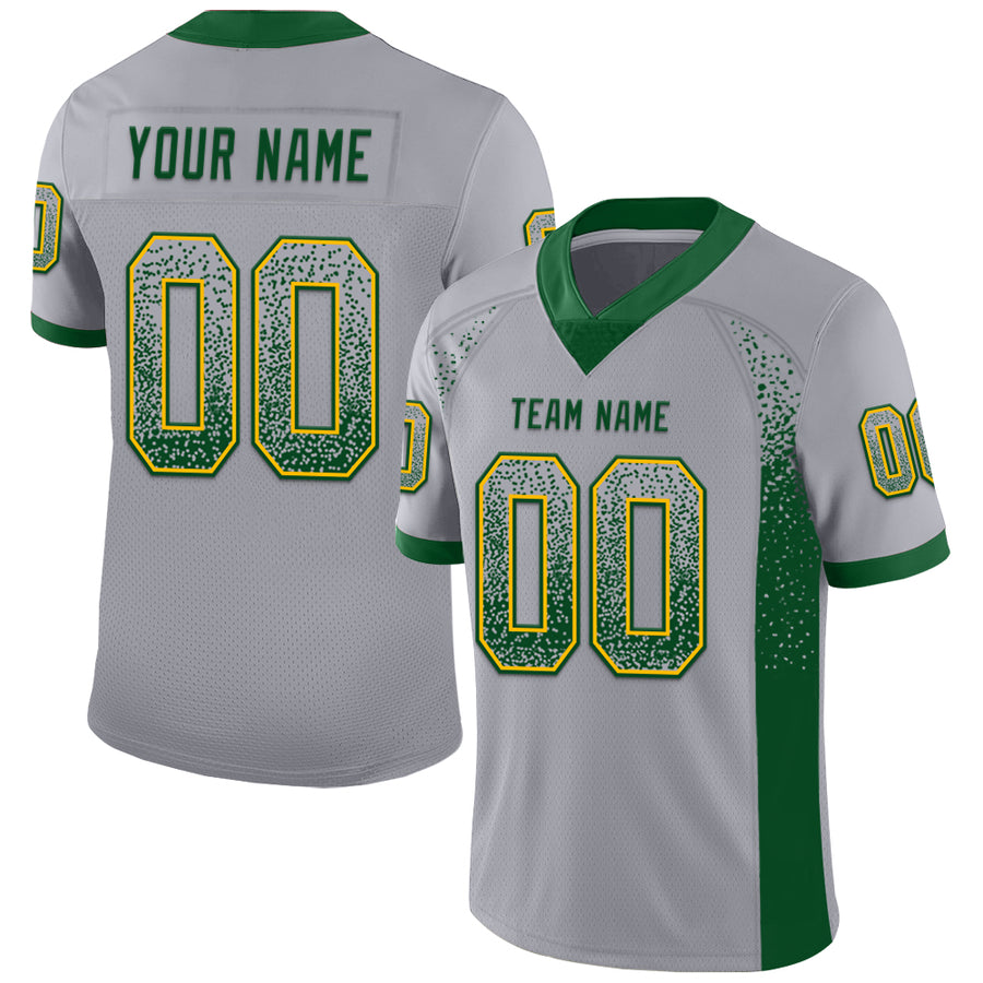 Custom Gray Green-Gold Drift Fashion Football Jersey