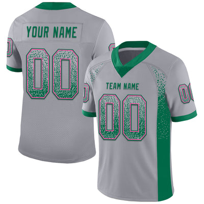 Custom Gray Kelly Green-Pink Drift Fashion Football Jersey