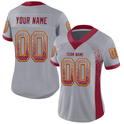 Custom Gray Crimson-Gold Drift Fashion Football Jersey