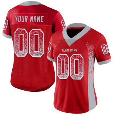 Custom Red Gray-White Drift Fashion Football Jersey