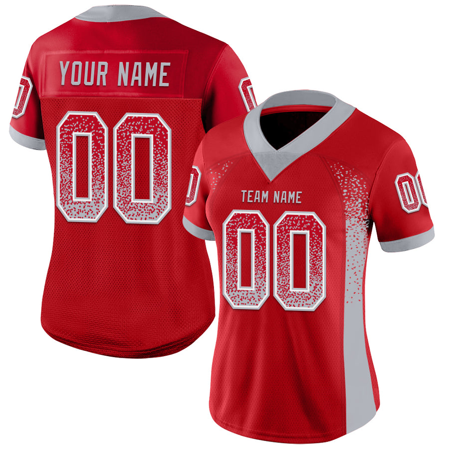 Custom Red Gray-White Drift Fashion Football Jersey