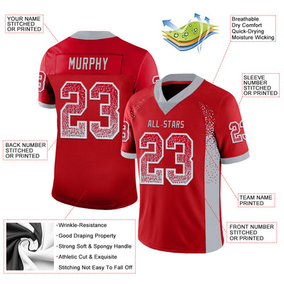 Custom Red Gray-White Drift Fashion Football Jersey