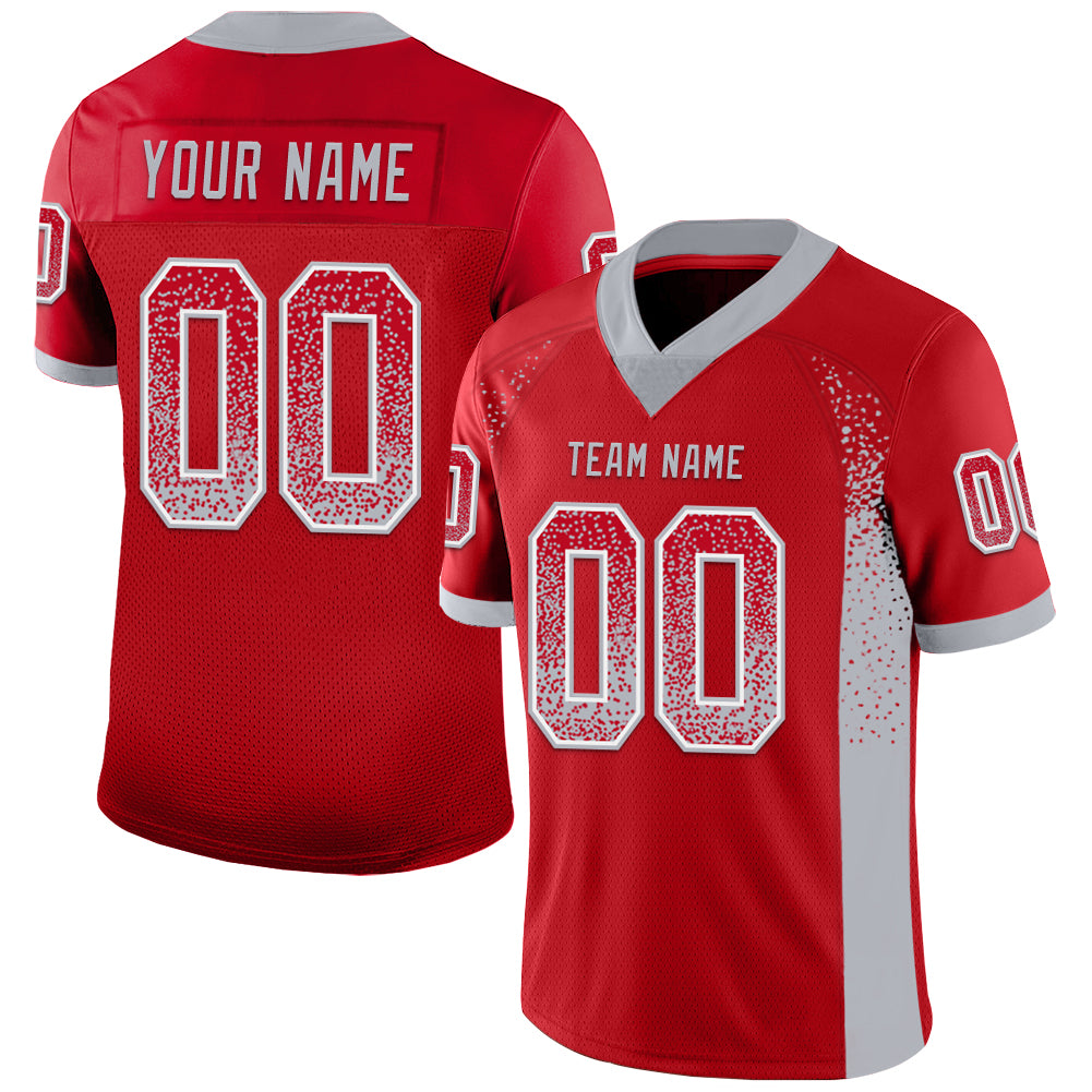 Custom Red Gray-White Drift Fashion Football Jersey