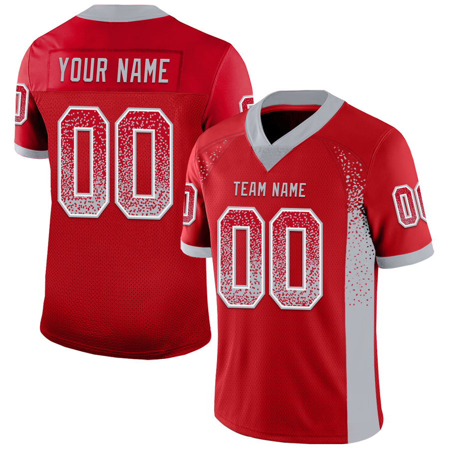 Custom Red Gray-White Drift Fashion Football Jersey