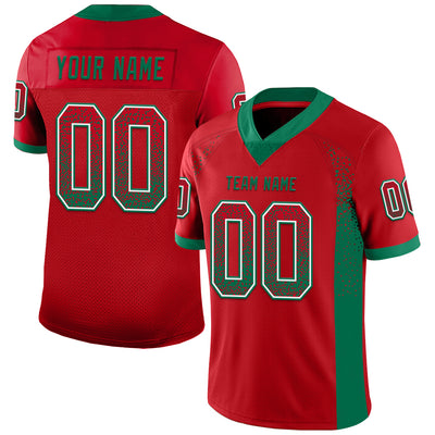 Custom Red Kelly Green-White Drift Fashion Football Jersey