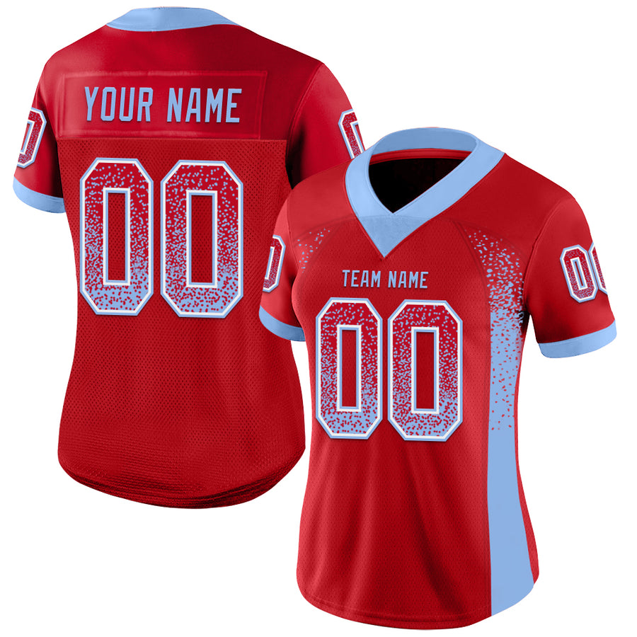Custom Red Light Blue-White Drift Fashion Football Jersey