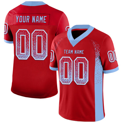 Custom Red Light Blue-White Drift Fashion Football Jersey