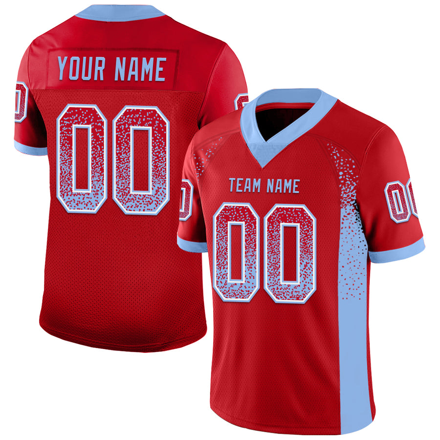 Custom Red Light Blue-White Drift Fashion Football Jersey