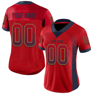 Custom Red Navy-Old Gold Drift Fashion Football Jersey