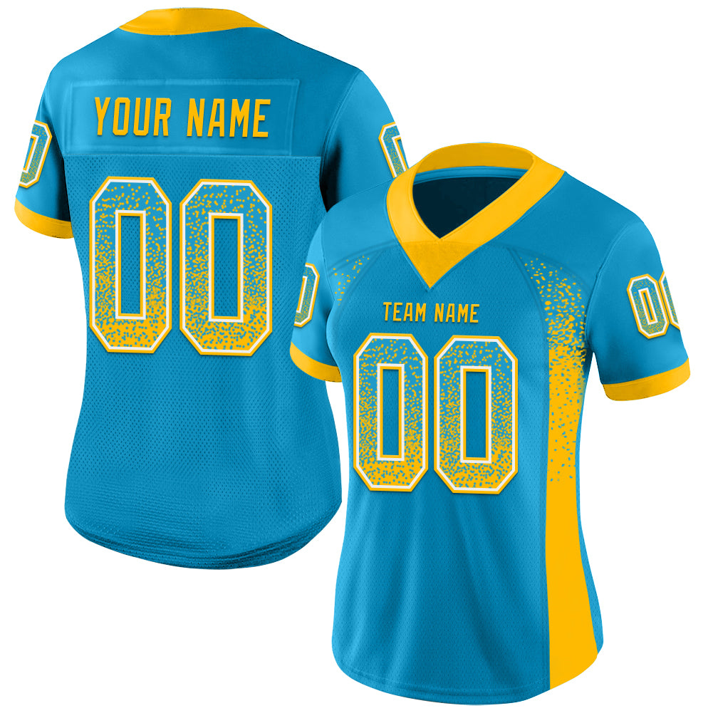 Custom Panther Blue Gold-White Drift Fashion Football Jersey