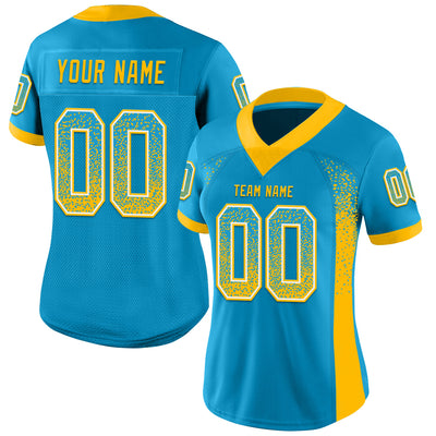 Custom Panther Blue Gold-White Drift Fashion Football Jersey