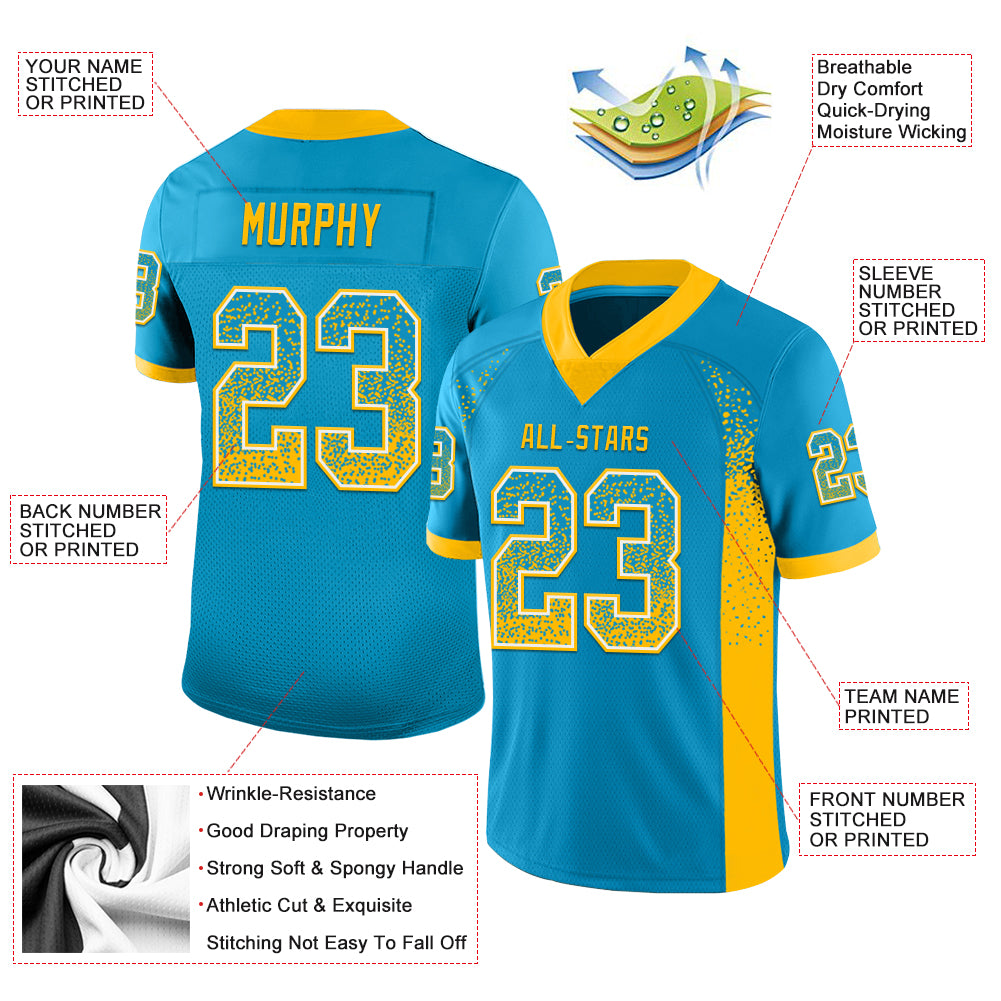 Custom Panther Blue Gold-White Drift Fashion Football Jersey