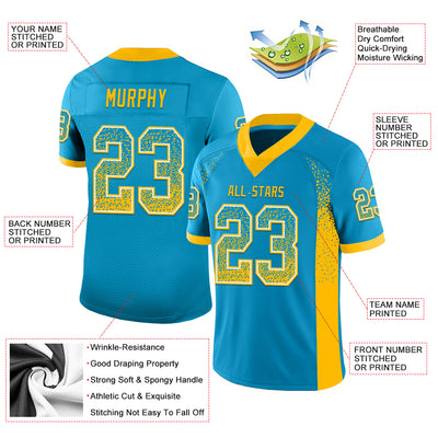 Custom Panther Blue Gold-White Drift Fashion Football Jersey