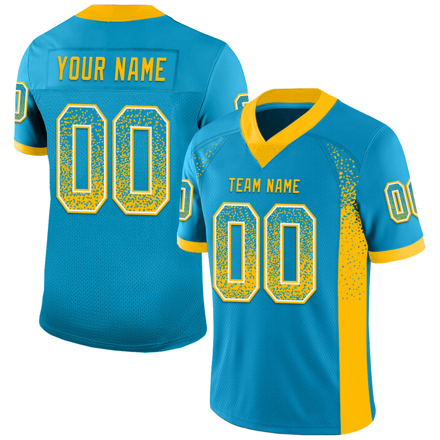 Custom Panther Blue Gold-White Drift Fashion Football Jersey