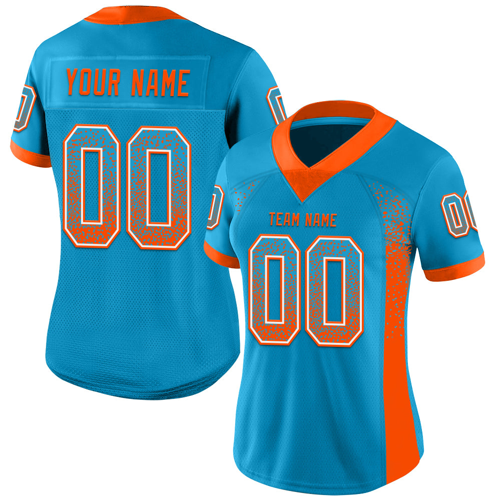 Custom Panther Blue Orange-White Drift Fashion Football Jersey