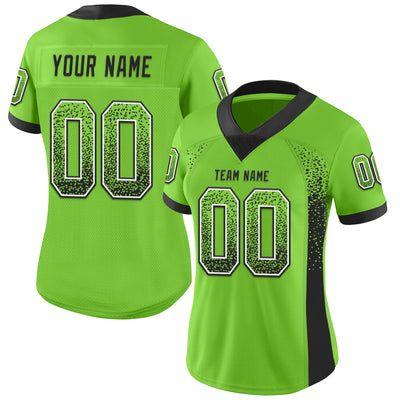Custom Neon Green Black-White Drift Fashion Football Jersey