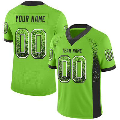 Custom Neon Green Black-White Drift Fashion Football Jersey