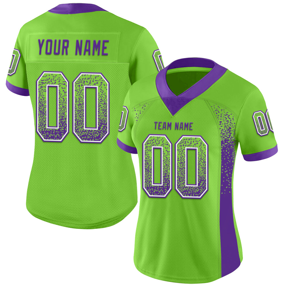 Custom Neon Green Purple-White Drift Fashion Football Jersey