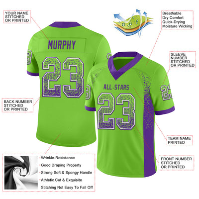 Custom Neon Green Purple-White Drift Fashion Football Jersey