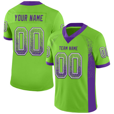 Custom Neon Green Purple-White Drift Fashion Football Jersey