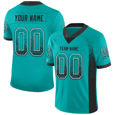 Custom Aqua Black-White Drift Fashion Football Jersey