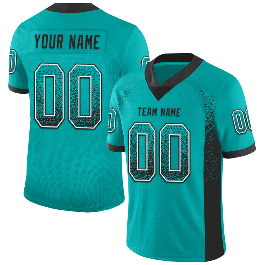 Custom Aqua Black-White Drift Fashion Football Jersey
