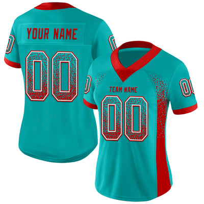 Custom Aqua Red-White Drift Fashion Football Jersey