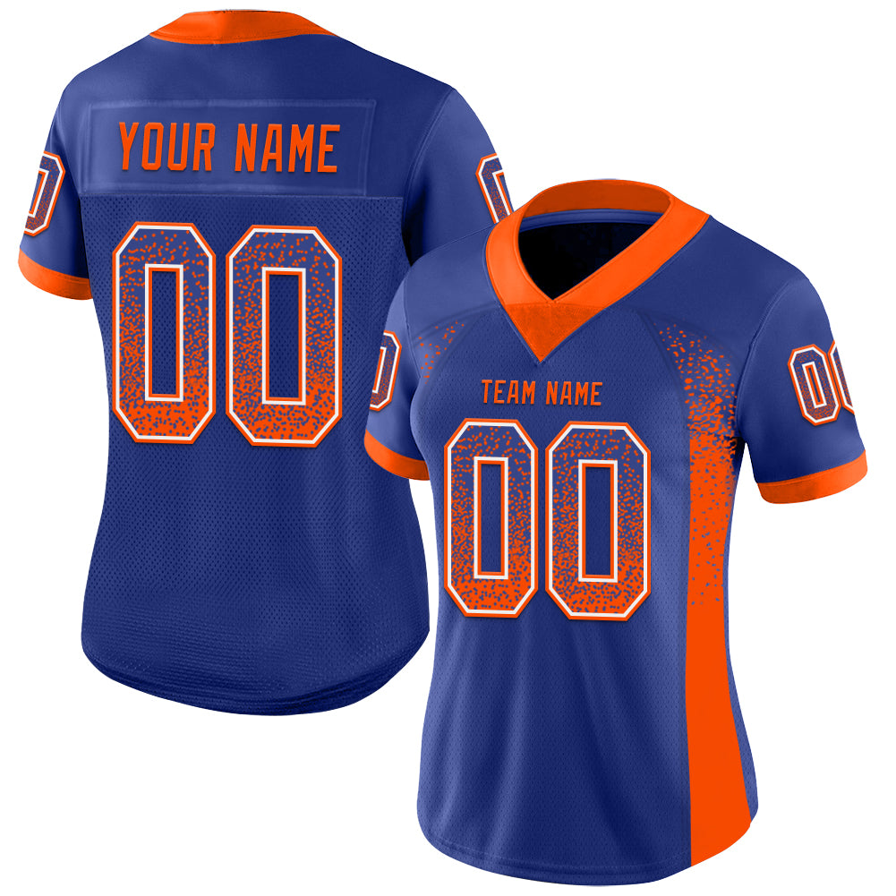 Custom Royal Orange-White Drift Fashion Football Jersey