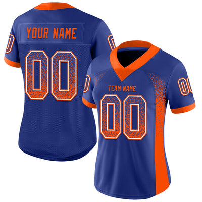 Custom Royal Orange-White Drift Fashion Football Jersey