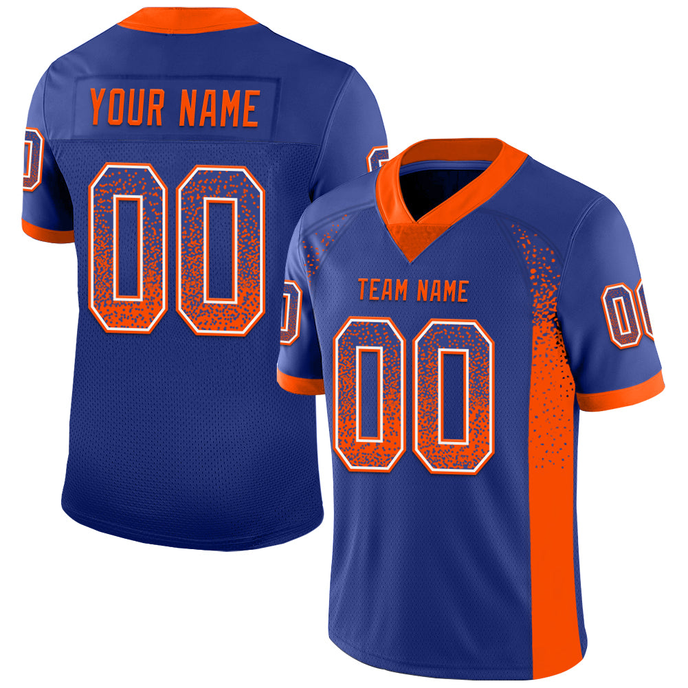 Custom Royal Orange-White Drift Fashion Football Jersey