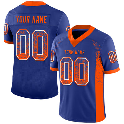 Custom Royal Orange-White Drift Fashion Football Jersey