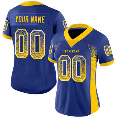 Custom Royal Yellow-White Drift Fashion Football Jersey