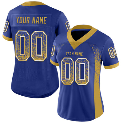 Custom Royal Old Gold-White Drift Fashion Football Jersey