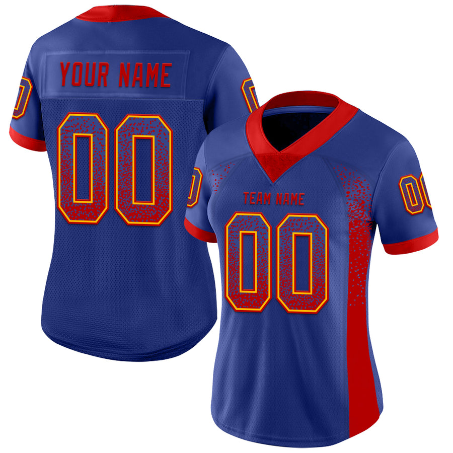 Custom Royal Red-Gold Drift Fashion Football Jersey