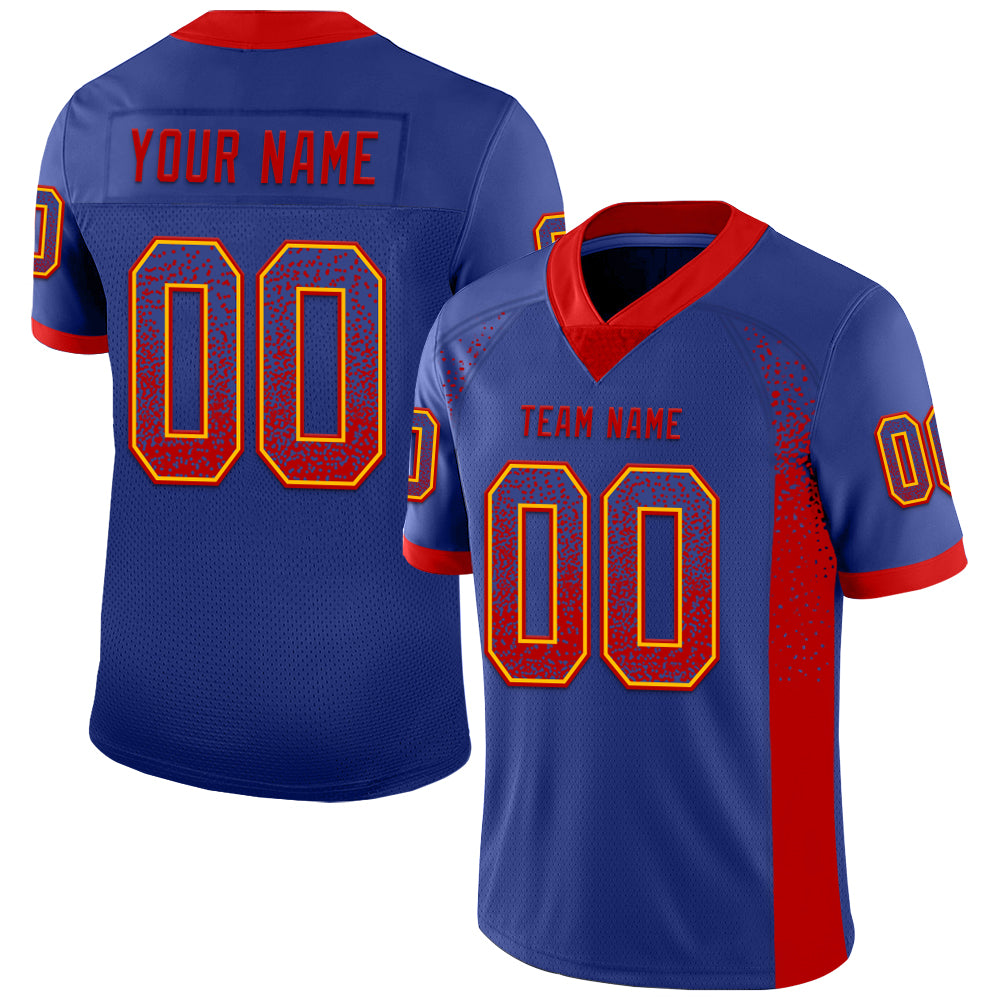 Custom Royal Red-Gold Drift Fashion Football Jersey