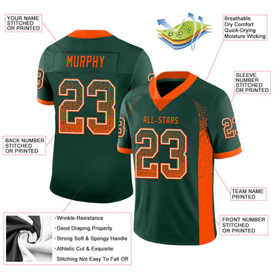 Custom Green Orange-White Drift Fashion Football Jersey