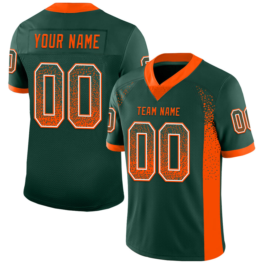 Custom Green Orange-White Drift Fashion Football Jersey