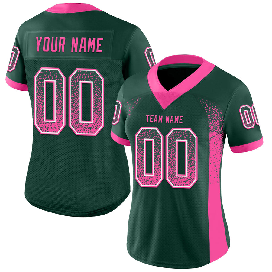 Custom Green Pink-White Drift Fashion Football Jersey