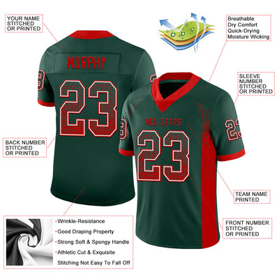 Custom Green Red-White Drift Fashion Football Jersey