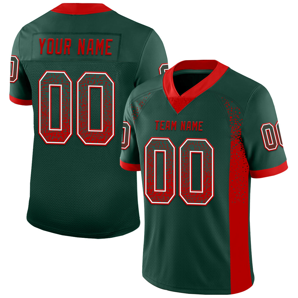 Custom Green Red-White Drift Fashion Football Jersey