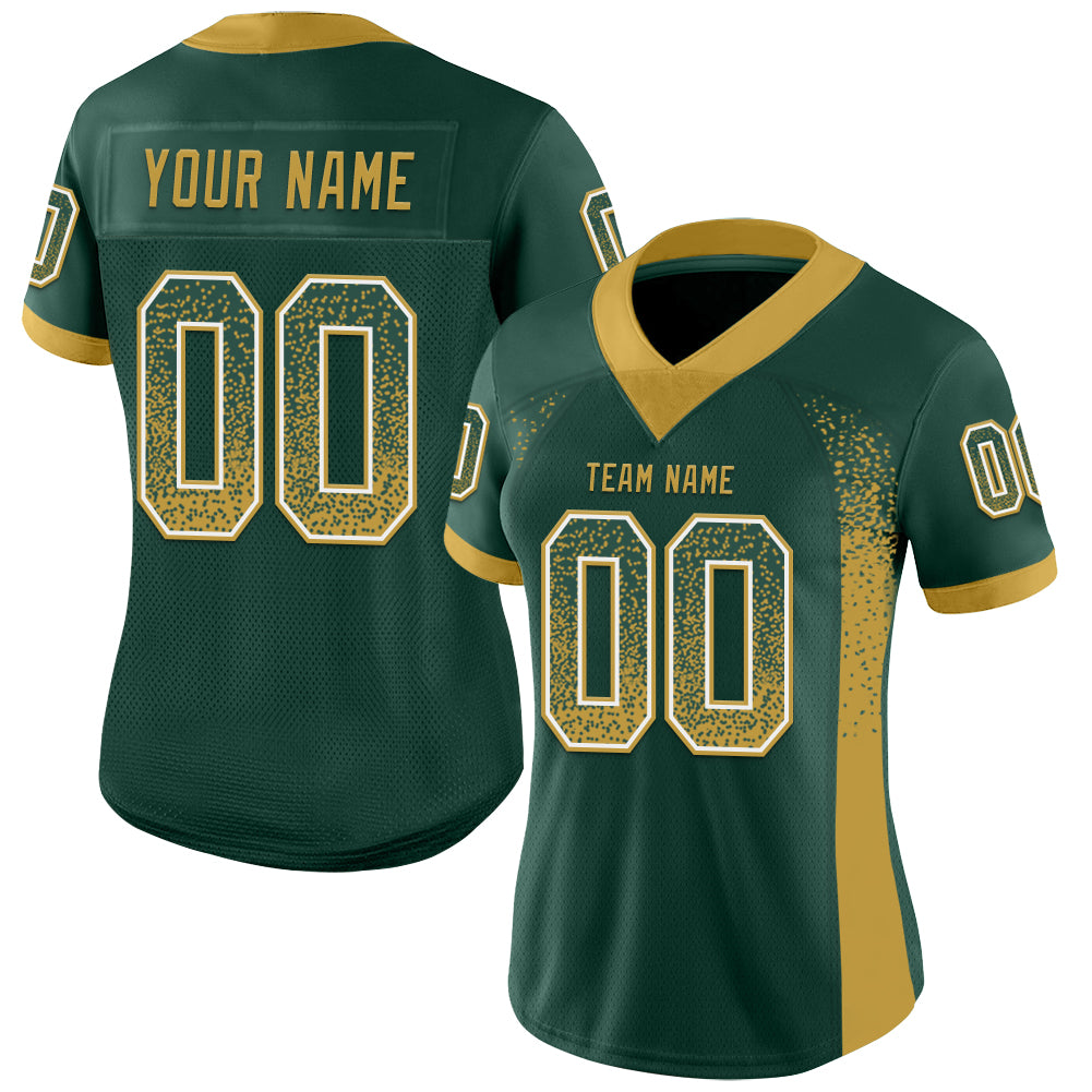 Custom Green Old Gold-White Drift Fashion Football Jersey