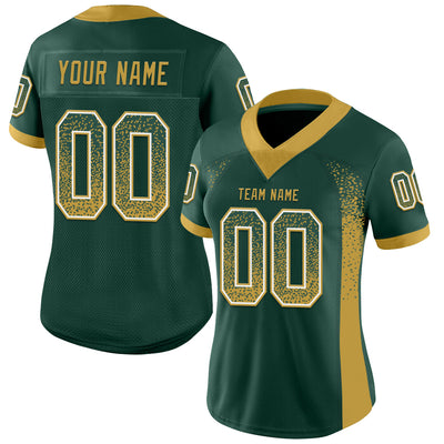 Custom Green Old Gold-White Drift Fashion Football Jersey
