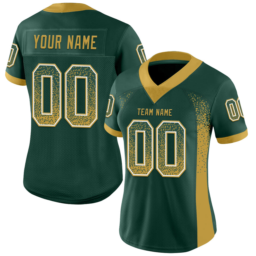 Custom Green Old Gold-White Drift Fashion Football Jersey