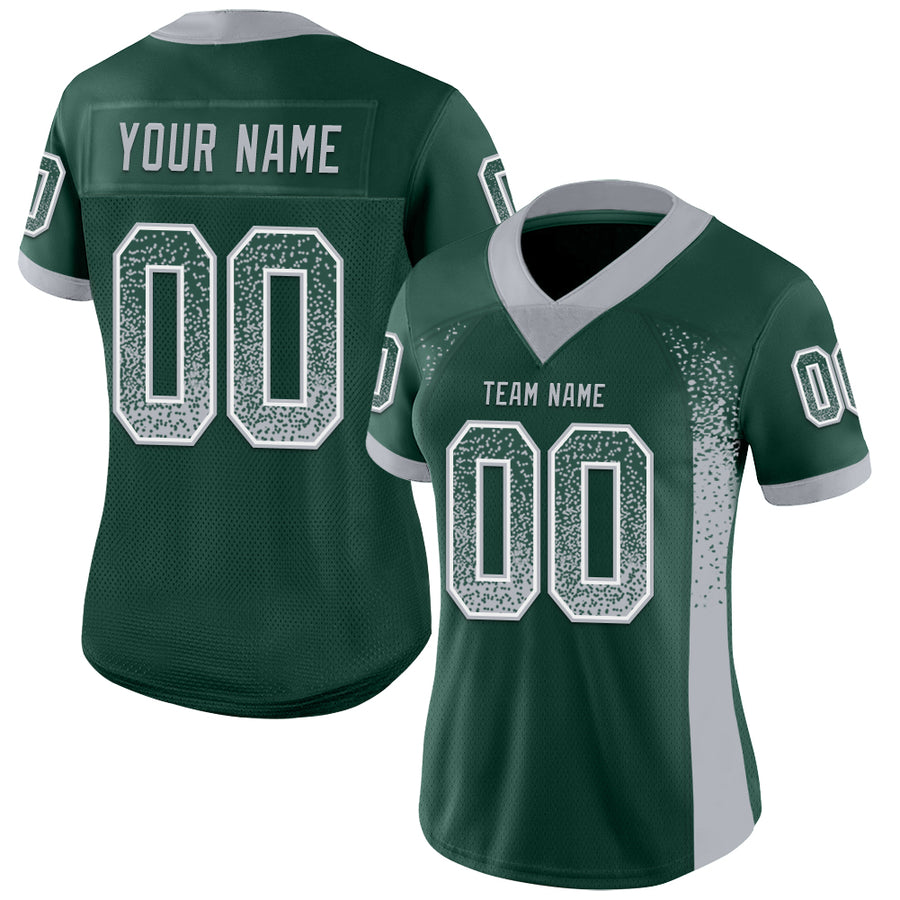 Custom Green Gray-White Drift Fashion Football Jersey