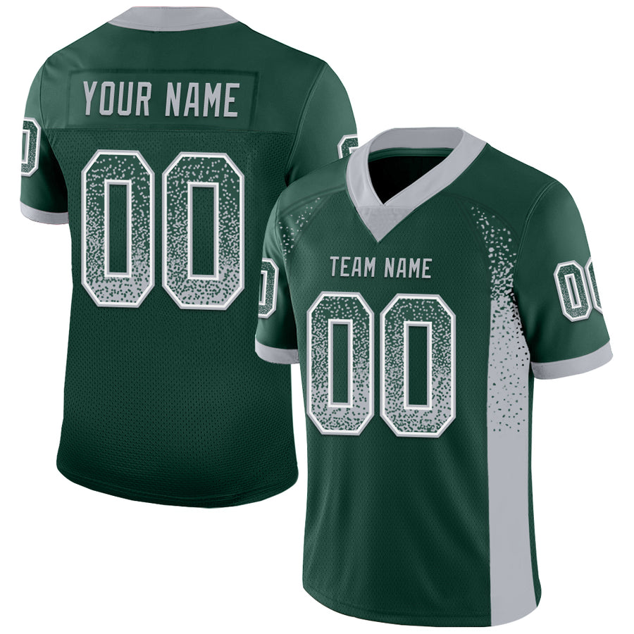 Custom Green Gray-White Drift Fashion Football Jersey