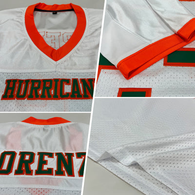 Custom White Kelly Green-Orange Mesh Authentic Football Jersey