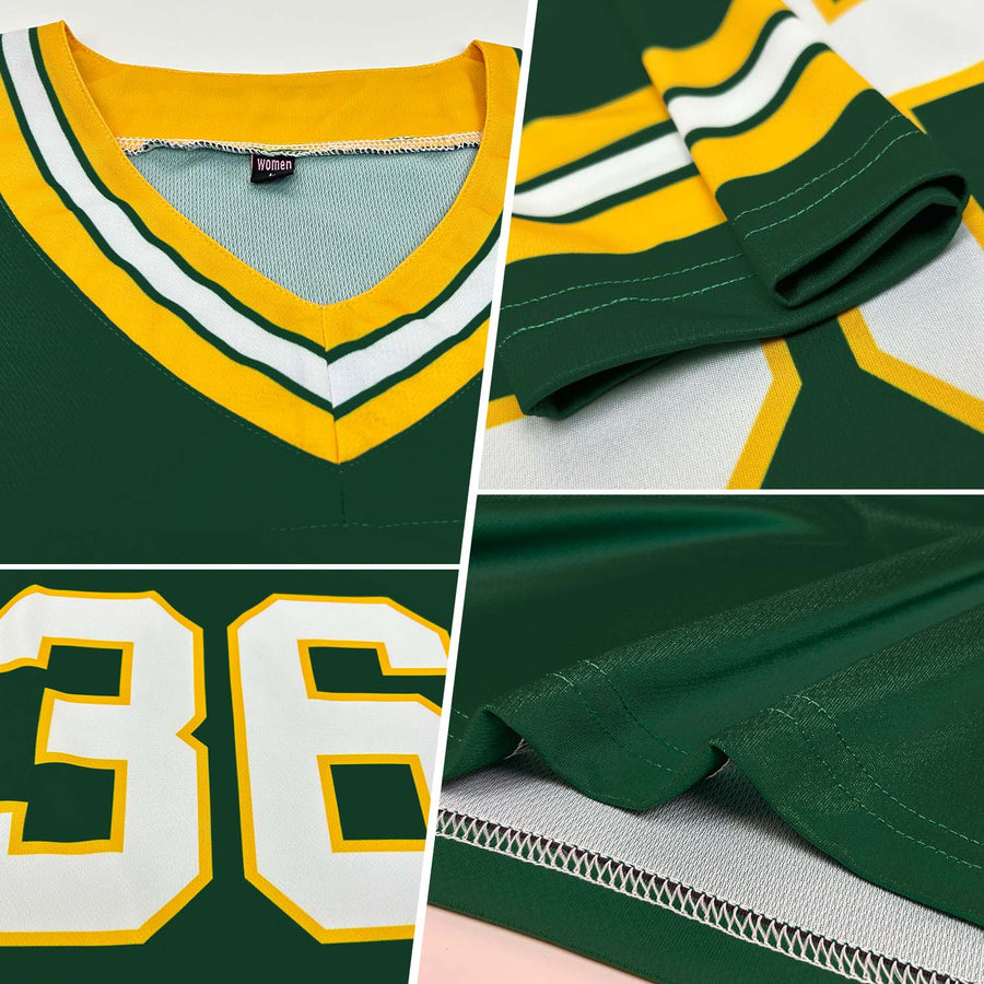 Custom Green White-Gold Authentic Football Jersey