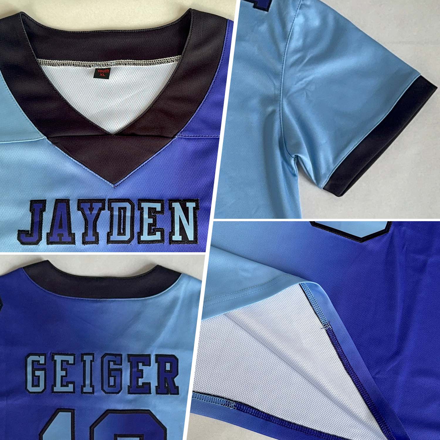 Custom Purple Light Blue-Black Authentic Gradient Fashion Football Jersey