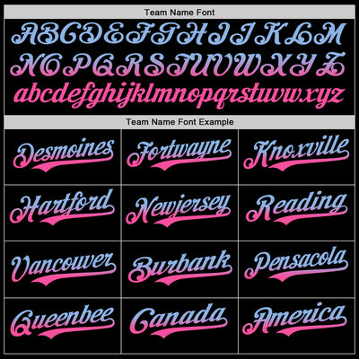 Custom Black Light Blue-Pink Authentic Fade Fashion Baseball Jersey